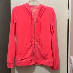 Lilly Pulitzer Larissa Velour Zip Up in Pasha Pink